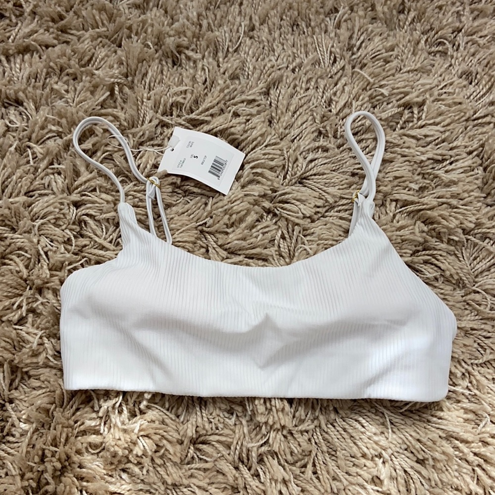 Andie ribbed white bikini top